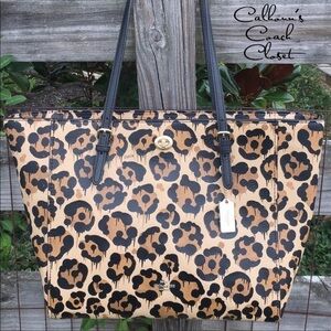 Coach Wild Beast Cheetah Animal Print Turnlock Tote